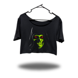 DEATH GLOW WIDENECK OVERSIZED BLACK CROP TOP