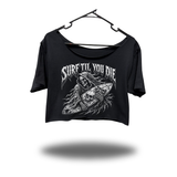 SURF DIE WIDENECK OVERSIZED BLACK CROP TOP