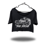 DRIVEN MUSCLE WIDENECK OVERSIZED BLACK CROP TOP
