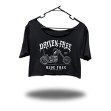 DRIVEN FREE WIDENECK OVERSIZED BLACK CROP TOP