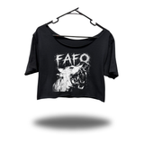 FAFO BITE WIDENECK OVERSIZED BLACK CROP TOP