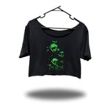 TDC GHOST SKULLS WIDENECK OVERSIZED BLACK CROP TOP