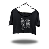WAKING WIDENECK OVERSIZED BLACK CROP TOP