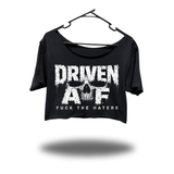 DRIVEN F*CK HATERS WIDENECK OVERSIZED BLACK CROP TOP