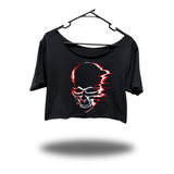 VELOCITY SKULL WIDENECK OVERSIZED BLACK CROP TOP