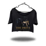 NIGHT PROWLER WIDENECK OVERSIZED BLACK CROP TOP