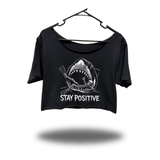 STAY POSITIVE WIDENECK OVERSIZED BLACK CROP TOP