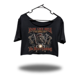 HELL RIDE WIDENECK OVERSIZED BLACK CROP TOP
