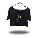 80'S JASON WIDENECK OVERSIZED BLACK CROP TOP