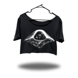 FU UFO WIDENECK OVERSIZED BLACK CROP TOP