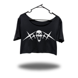 VOID SKULL WIDENECK OVERSIZED BLACK CROP TOP