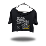 CAN'T HEAR WIDENECK OVERSIZED BLACK CROP TOP