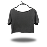WANTS YOU DEAD WIDENECK OVERSIZED FADED BLACK CROP TOP
