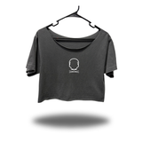 DEATH IS COMING WIDENECK OVERSIZED FADED BLACK CROP TOP