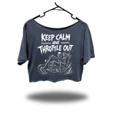 THROTTLE OUT WIDENECK OVERSIZED FADED NAVY CROP TOP