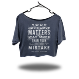 MATTERS WIDENECK OVERSIZED FADED NAVY CROP TOP
