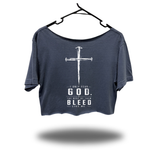 BLEED WIDENECK OVERSIZED FADED NAVY CROP TOP