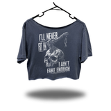 FAKE ENOUGH WIDENECK OVERSIZED FADED NAVY CROP TOP