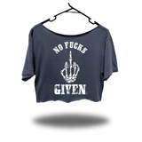 NO FUCKS GIVEN WIDENECK OVERSIZED FADED NAVY CROP TOP *WHITE*