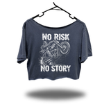 NO RISK WIDENECK OVERSIZED FADED NAVY CROP TOP