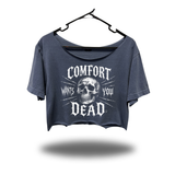 WANTS YOU DEAD WIDENECK OVERSIZED FADED NAVY CROP TOP