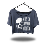NEVER CHANGED WIDENECK OVERSIZED FADED NAVY CROP TOP