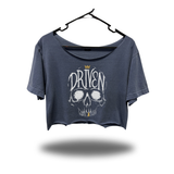 CROWN SKULL WIDENECK OVERSIZED FADED NAVY CROP TOP