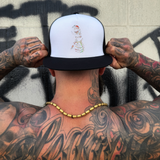 PAINT SKULL WHITE BLACK FLAT BILL HAT