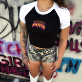 BABYGIRL WHITE SLEEVE RAGLAN CROP TOP