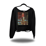 LIPSTICK ROAD RASH SLASH X BLACK CROP WIDENECK HOODIE
