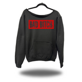 BAD BITCH ROAD RASH DIAMOND CROSS BLACK WIDENECK HOODIE