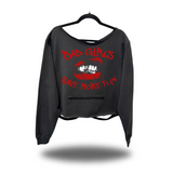 BAD GIRLS ROAD RASH SLASH X BLACK CROP WIDENECK HOODIE