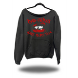 BAD GIRLS ROAD RASH DIAMOND CROSS BLACK WIDENECK HOODIE