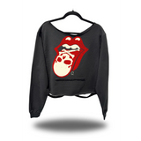 BAD TASTE ROAD RASH SLASH X BLACK CROP WIDENECK HOODIE