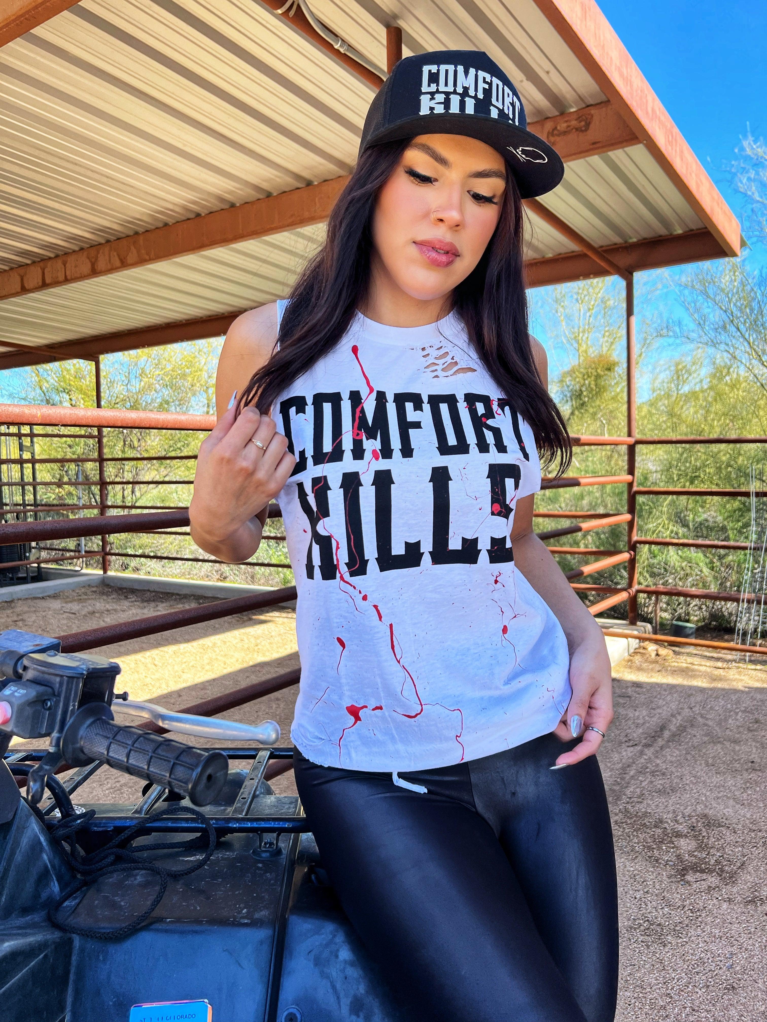 BLOOD COMFORT KILLS TANK TOP WHITE - The Drive Clothing