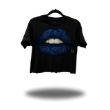 BLUE PAISLEY LIPS CROP TOP