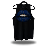 BLUE PAISLEY LIPS ROAD RASH TANK TOP