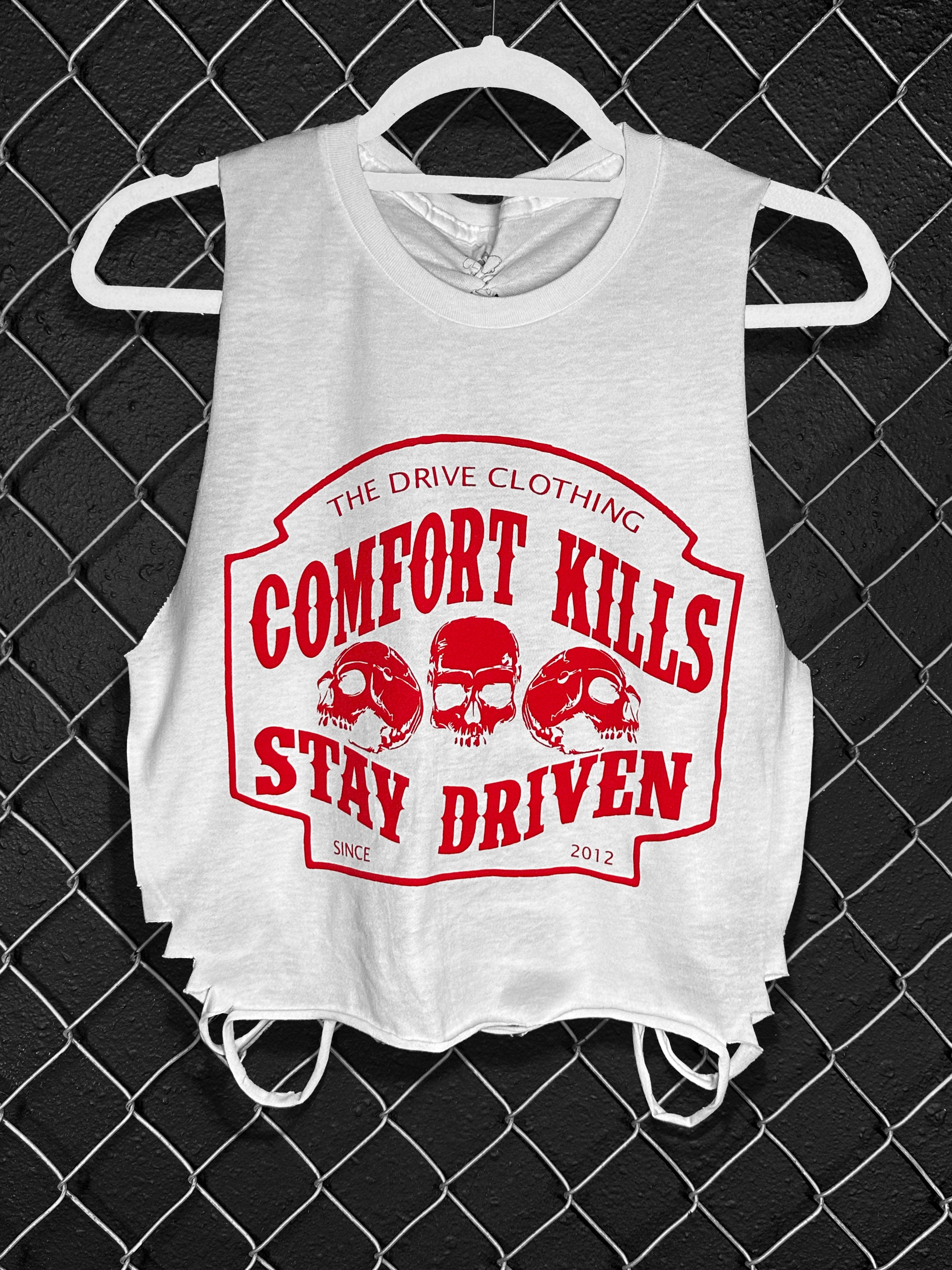 COMFORT KILLS STAY DRIVEN CROP TANK TOP - The Drive Clothing