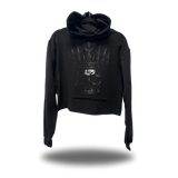 IRON SKULL BLACK CROP HOODIE