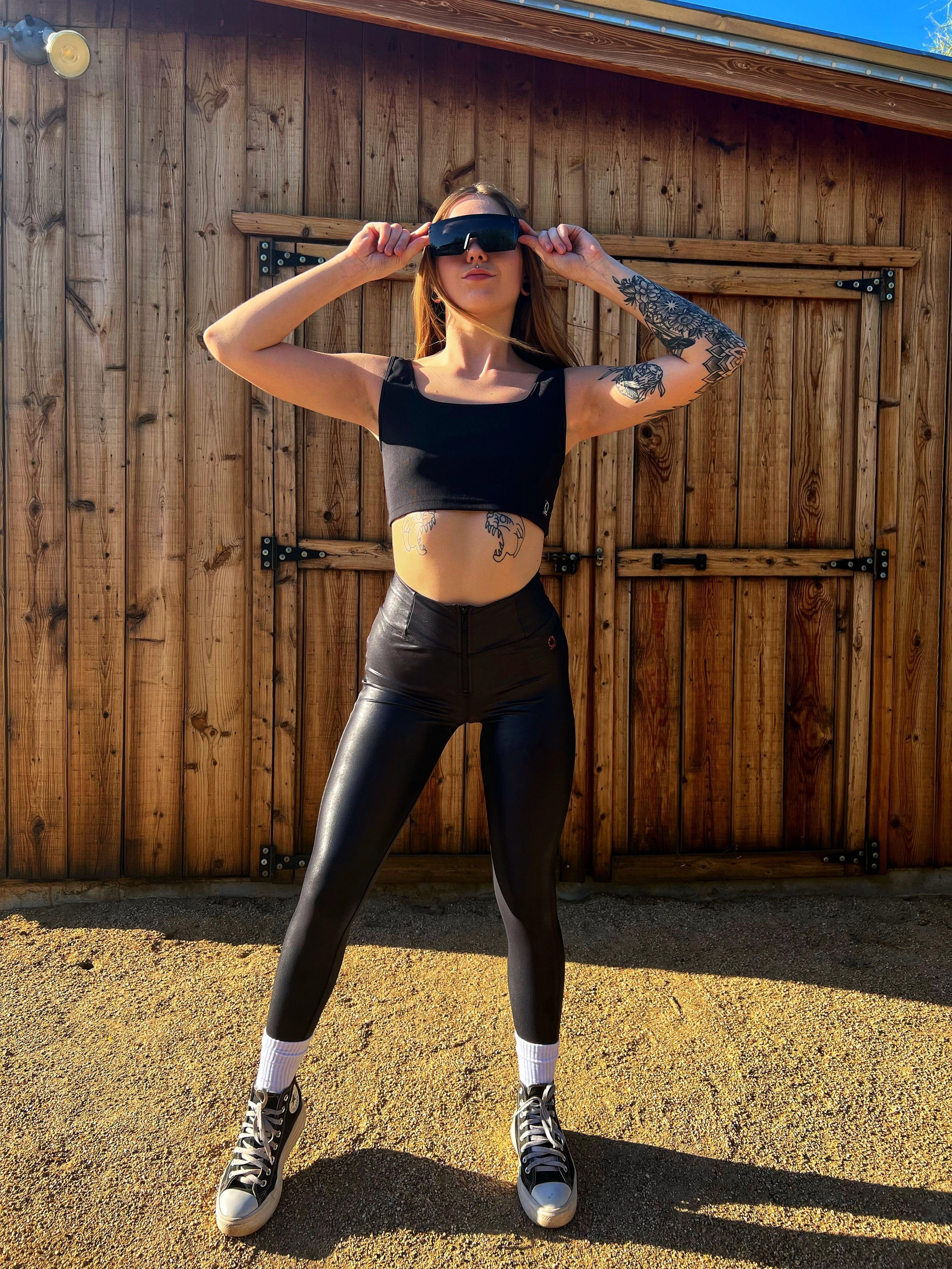 DDD FRONT ZIPPER FAUX LEATHER LEGGINGS - The Drive Clothing