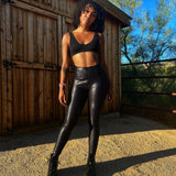 DDD FRONT ZIPPER FAUX LEATHER LEGGINGS - The Drive Clothing