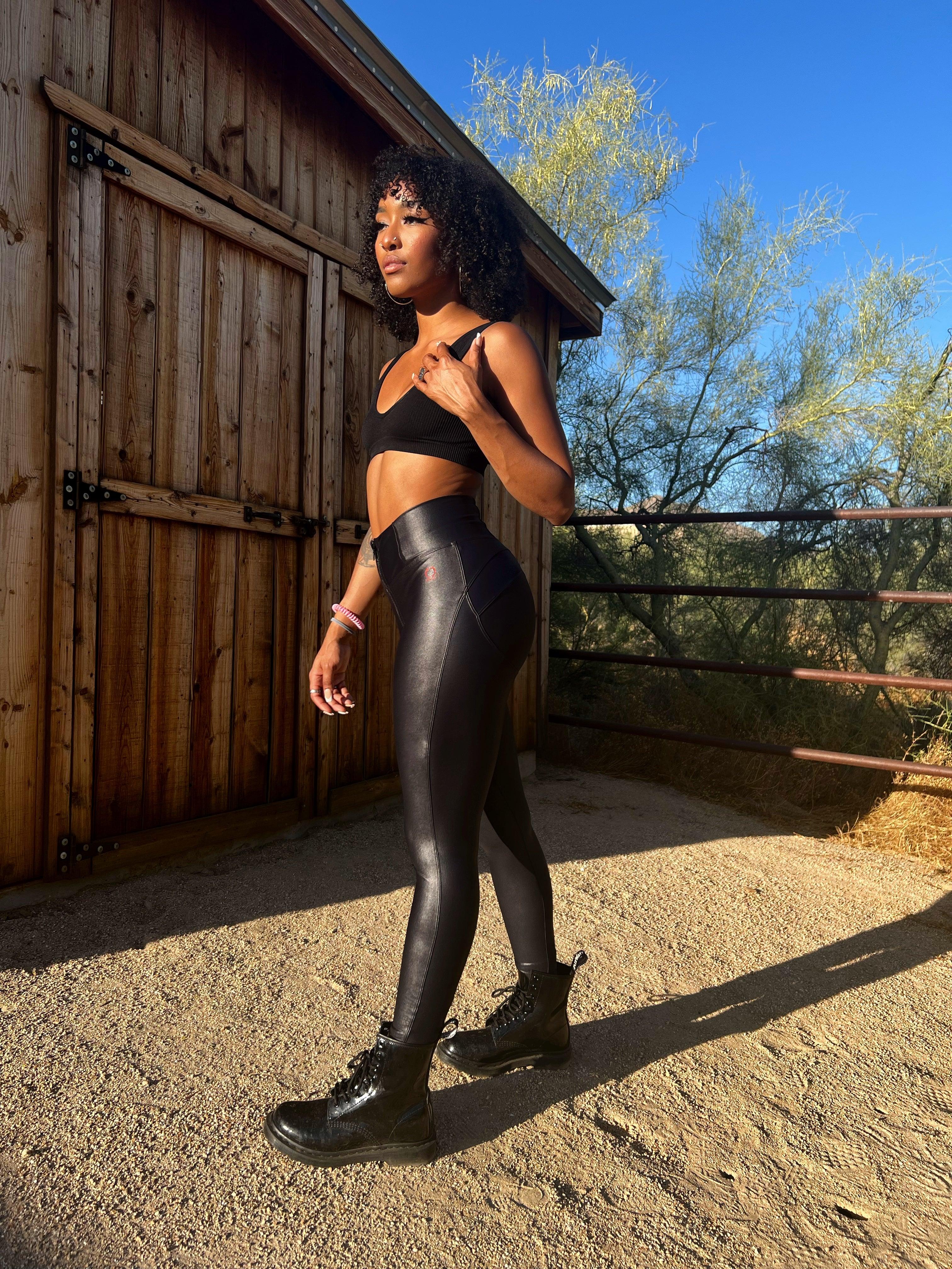DDD FRONT ZIPPER FAUX LEATHER LEGGINGS - The Drive Clothing