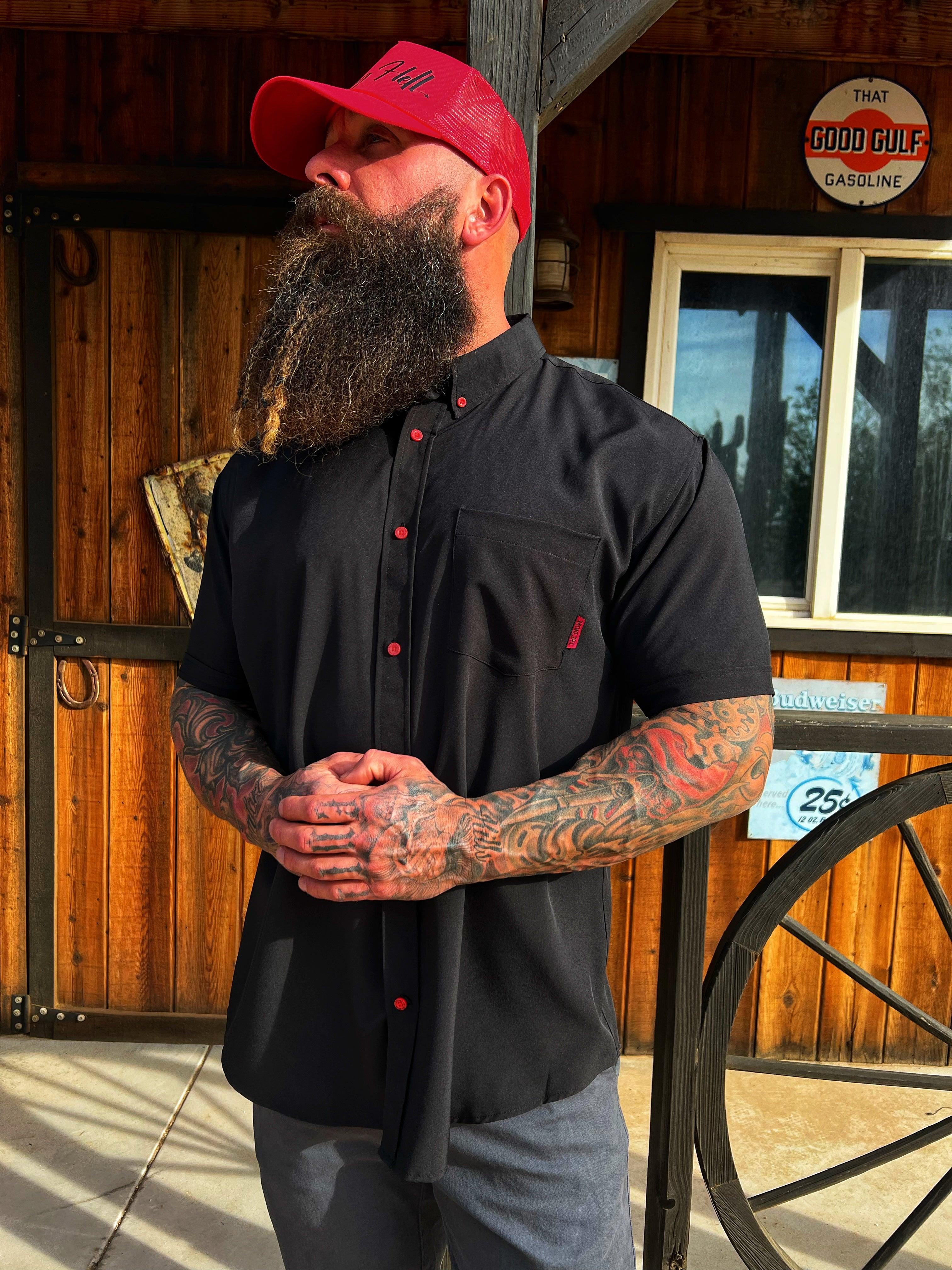ESSENTIAL BLACK BUTTON UP - The Drive Clothing