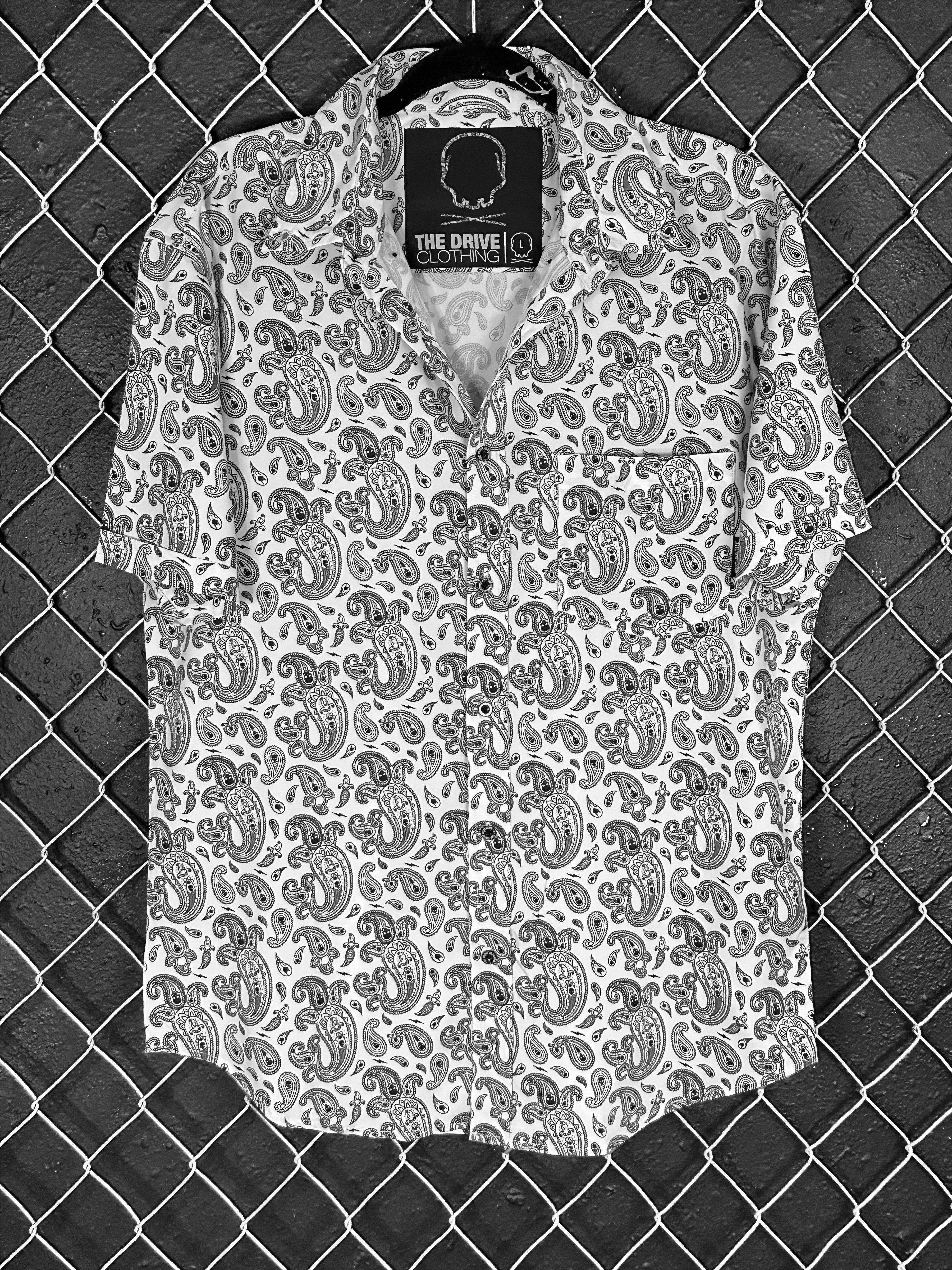 ESSENTIAL PAISLEY WHITE BUTTON UP - The Drive Clothing