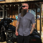ESSENTIAL SMOKE GREY BUTTON UP - The Drive Clothing