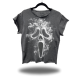 SMOKE GHOST FACE FADED BLACK MUSCLE OVERSIZED TEE
