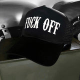 FUCK OFF CURVED BILL BLACK HAT - The Drive Clothing