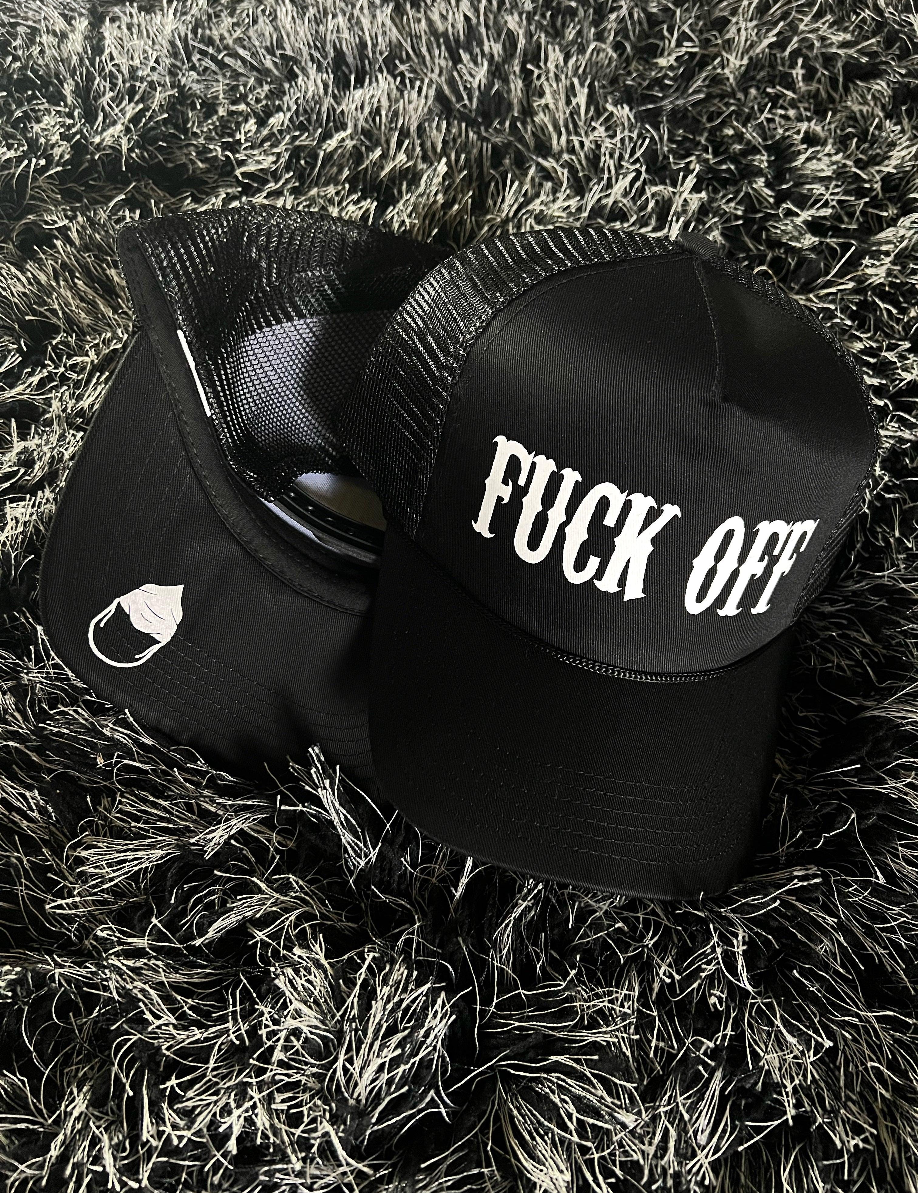 FUCK OFF CURVED BILL BLACK HAT - The Drive Clothing