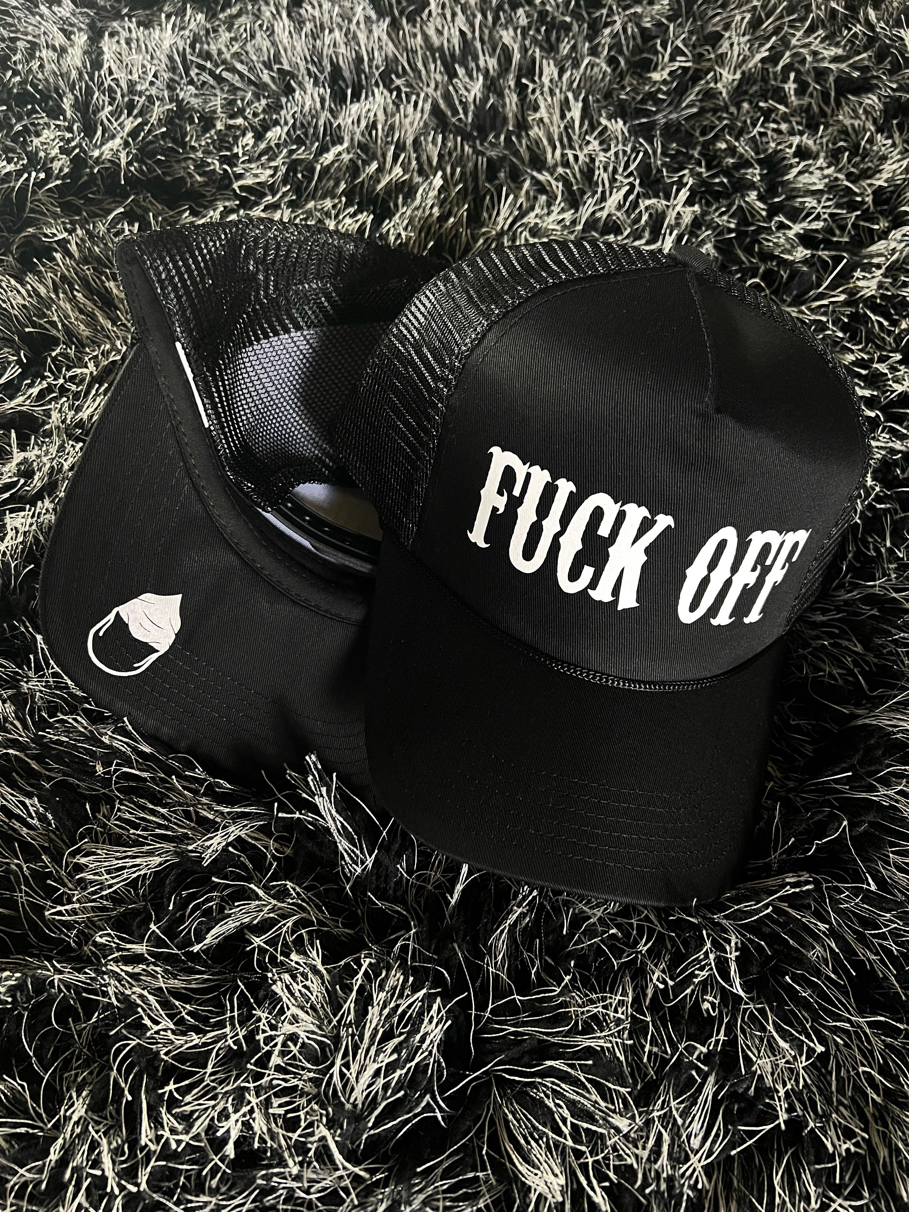 FUCK OFF CURVED BILL BLACK HAT - The Drive Clothing