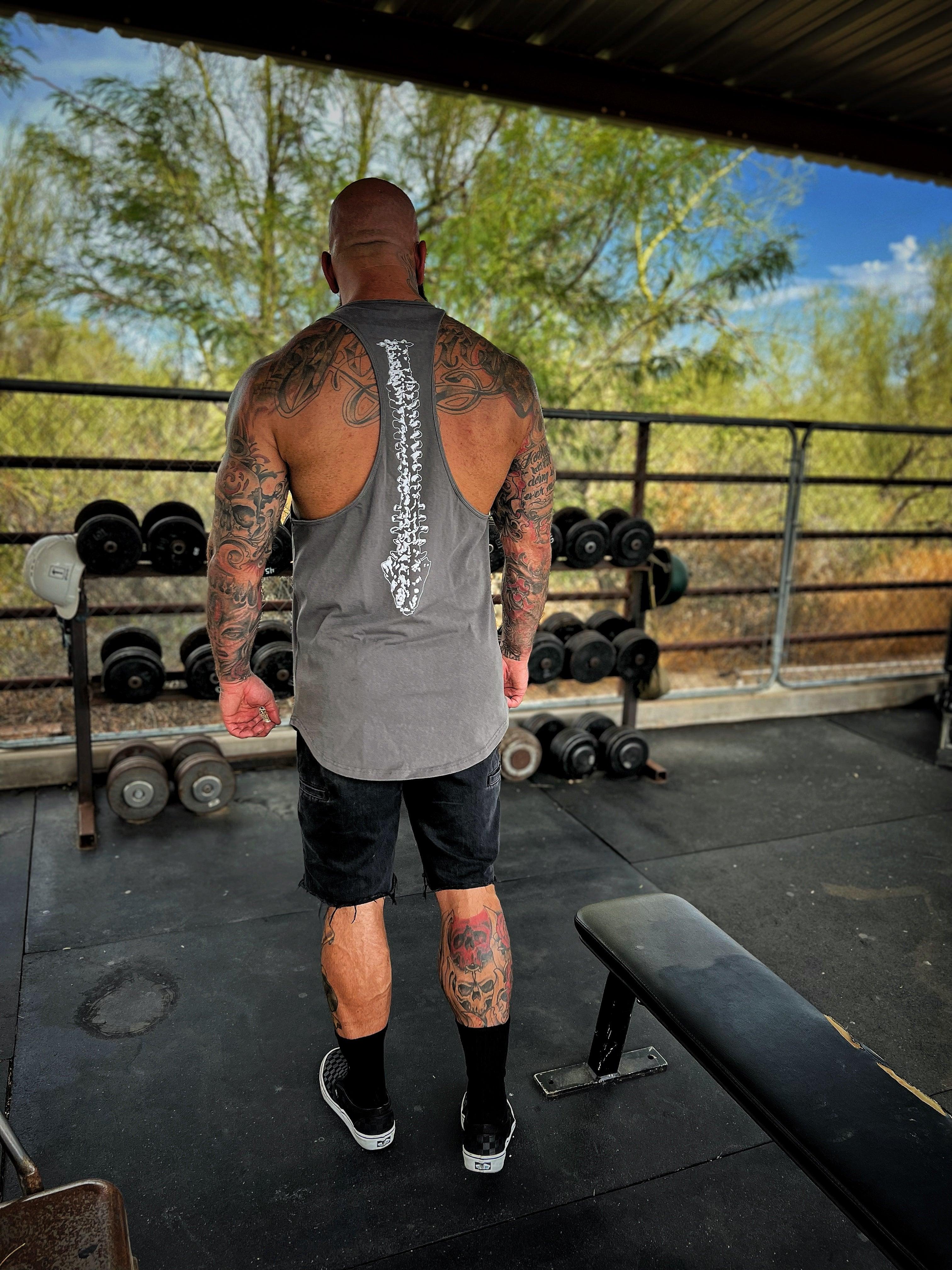 LOOK BACK PREMIUM GREY STRINGER TANK TOP - The Drive Clothing